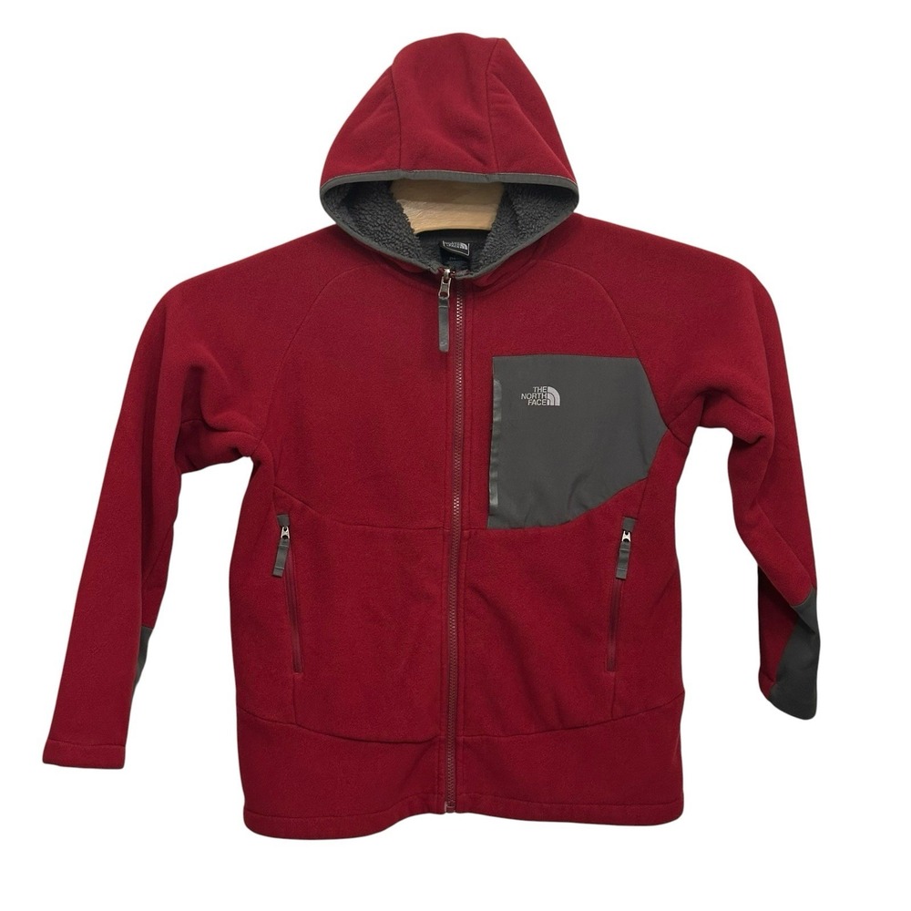 The North Face Jacket Boys Large 14/16 Red Fleece Chimborazo Full Zip Hoodie